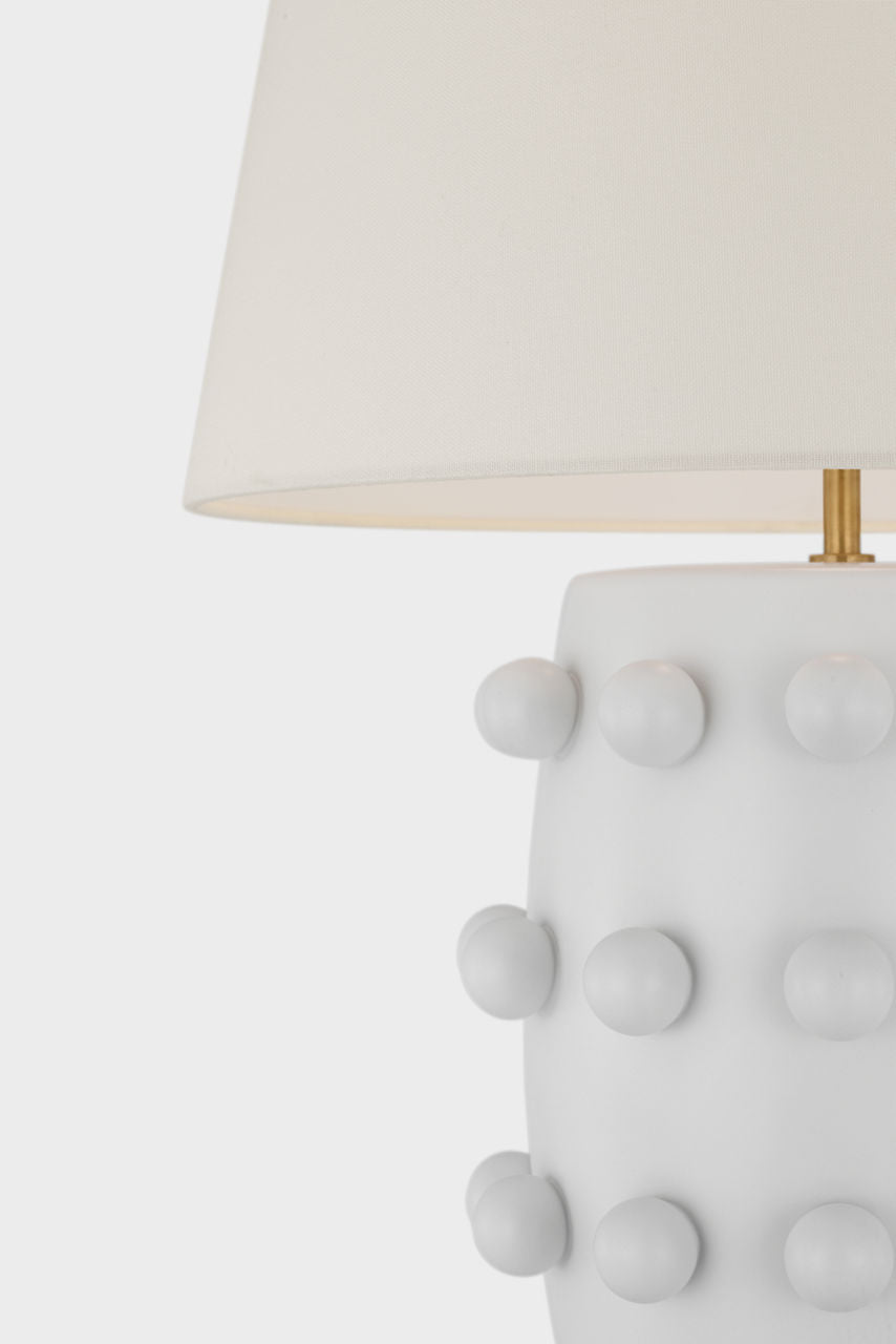Linden Medium Cordless Table Lamp | Plaster White | Linen Shade