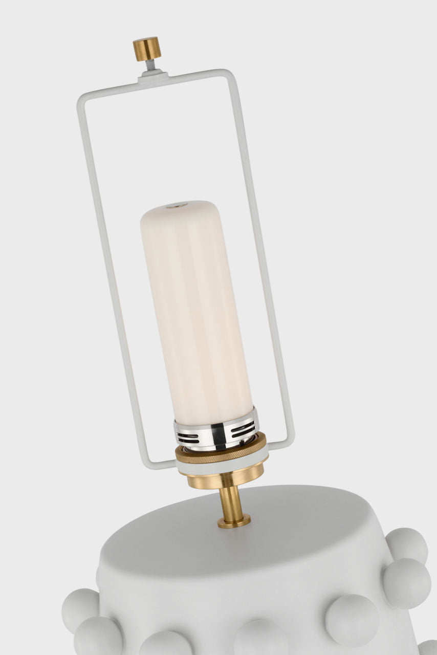 Linden Medium Cordless Table Lamp | Plaster White | Linen Shade