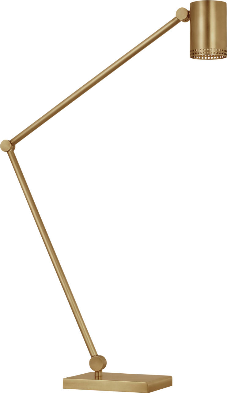 Precision Articulating Table Lamp | Antique-Burnished Brass | White Glass