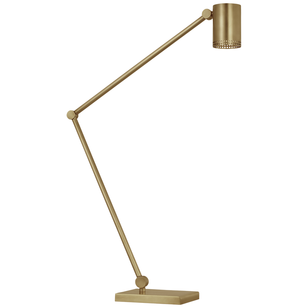 Precision Articulating Table Lamp | Antique-Burnished Brass | White Glass