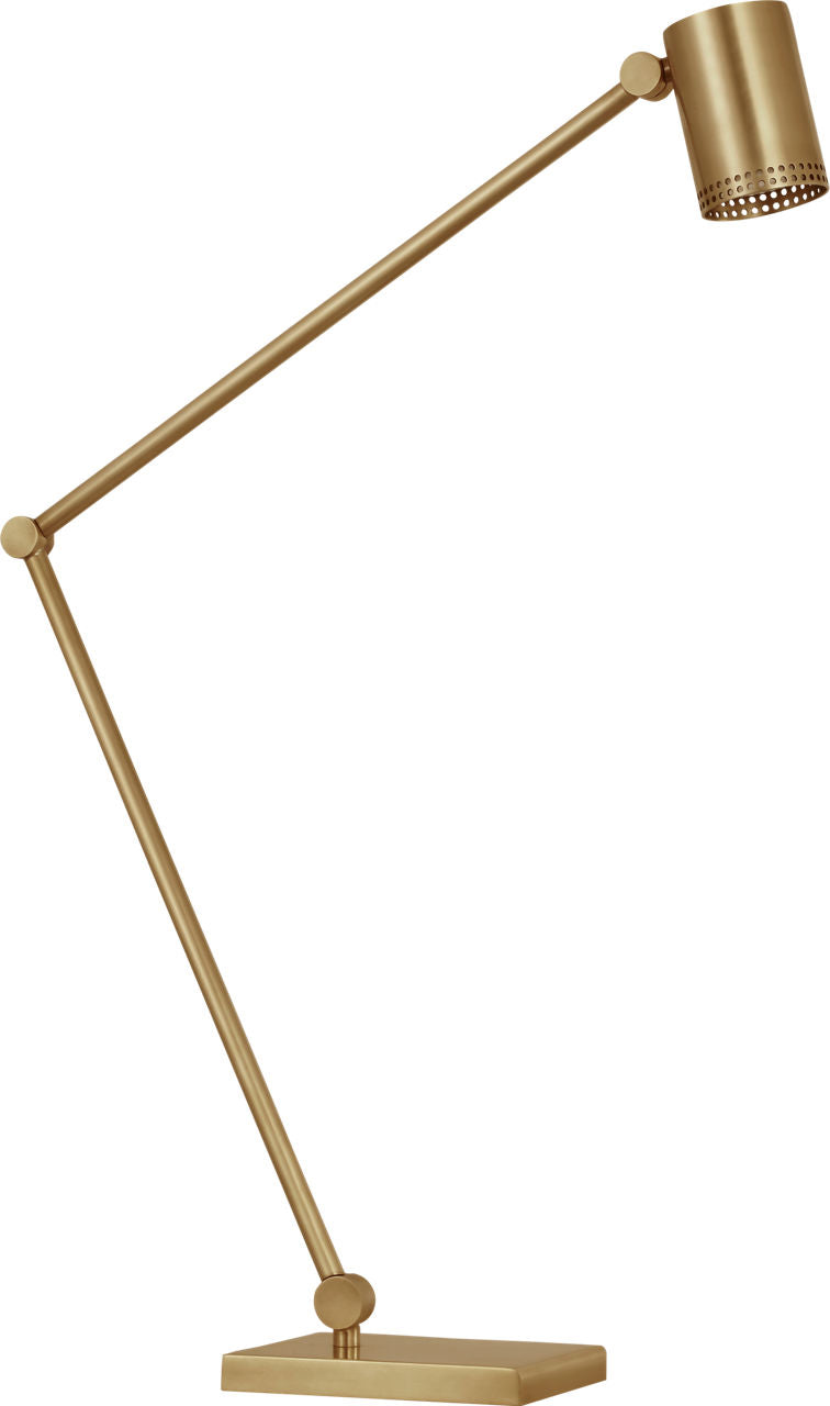 Precision Articulating Table Lamp | Antique-Burnished Brass | White Glass