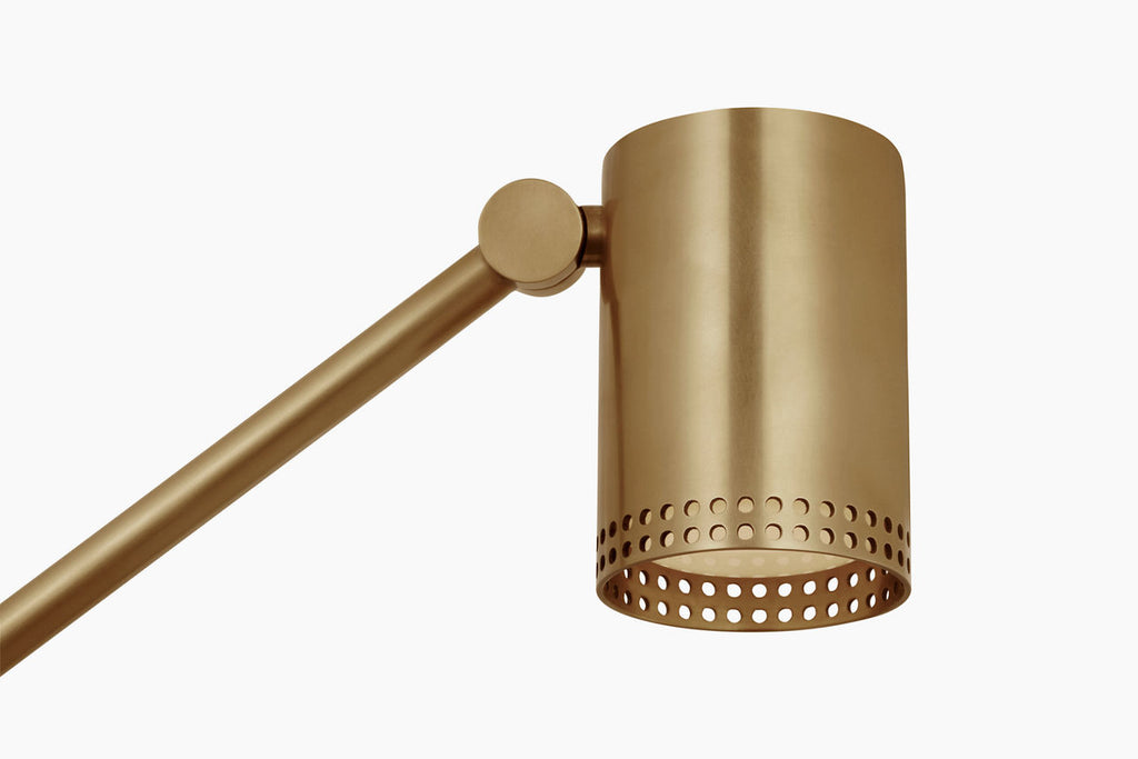 Precision Articulating Table Lamp | Antique-Burnished Brass | White Glass