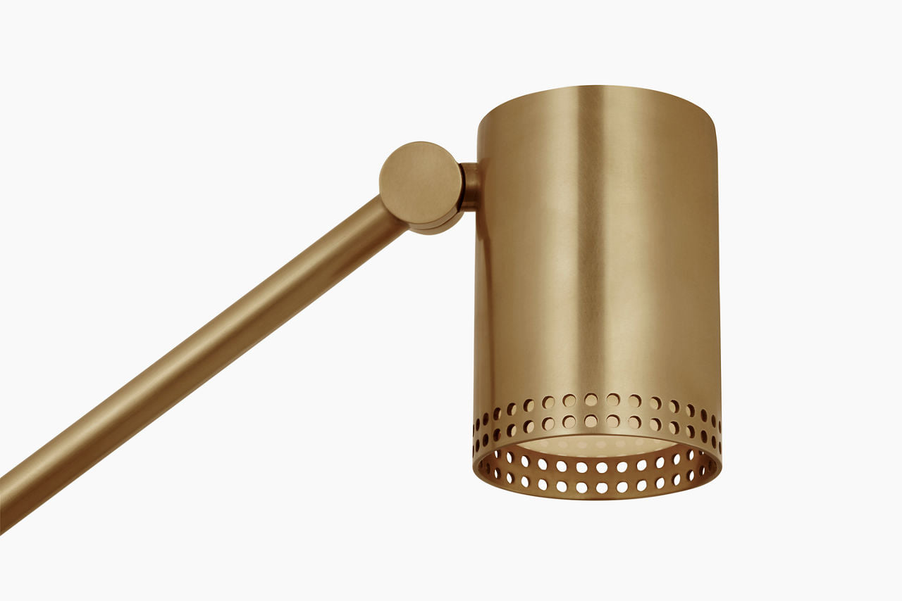 Precision Articulating Table Lamp | Antique-Burnished Brass | White Glass