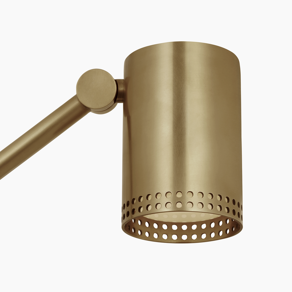 Precision Articulating Table Lamp | Antique-Burnished Brass | White Glass
