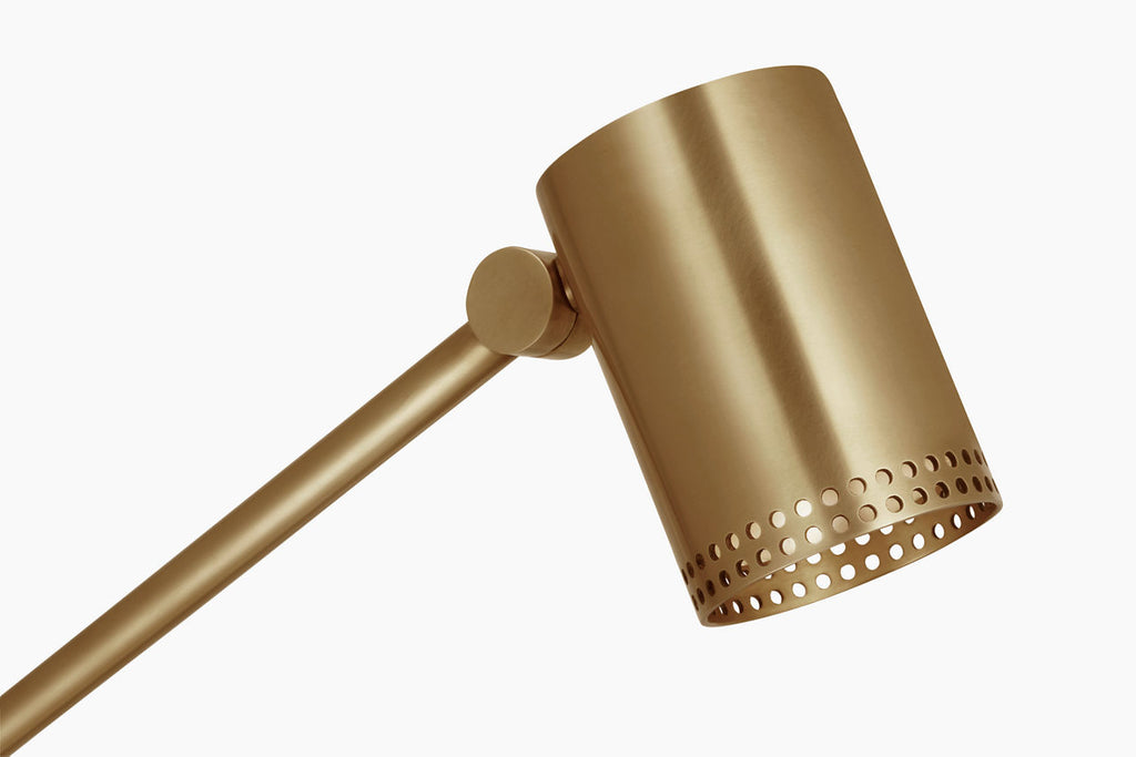 Precision Articulating Table Lamp | Antique-Burnished Brass | White Glass