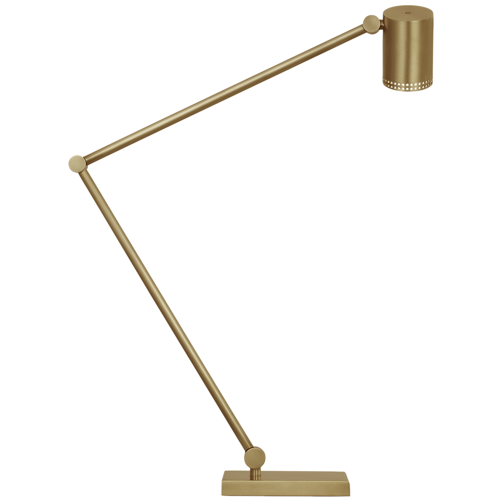 Precision Articulating Table Lamp | Antique-Burnished Brass | White Glass
