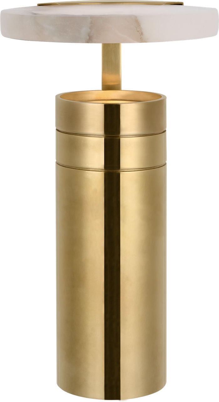 Melange 9" Rechargeable Floating Disc Accent Lamp | Antique-Burnished Brass | Alabaster