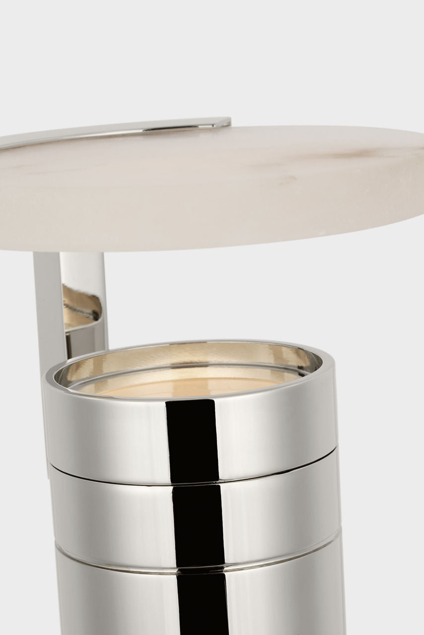 Melange 9" Rechargeable Floating Disc Accent Lamp | Polished Nickel | Alabaster