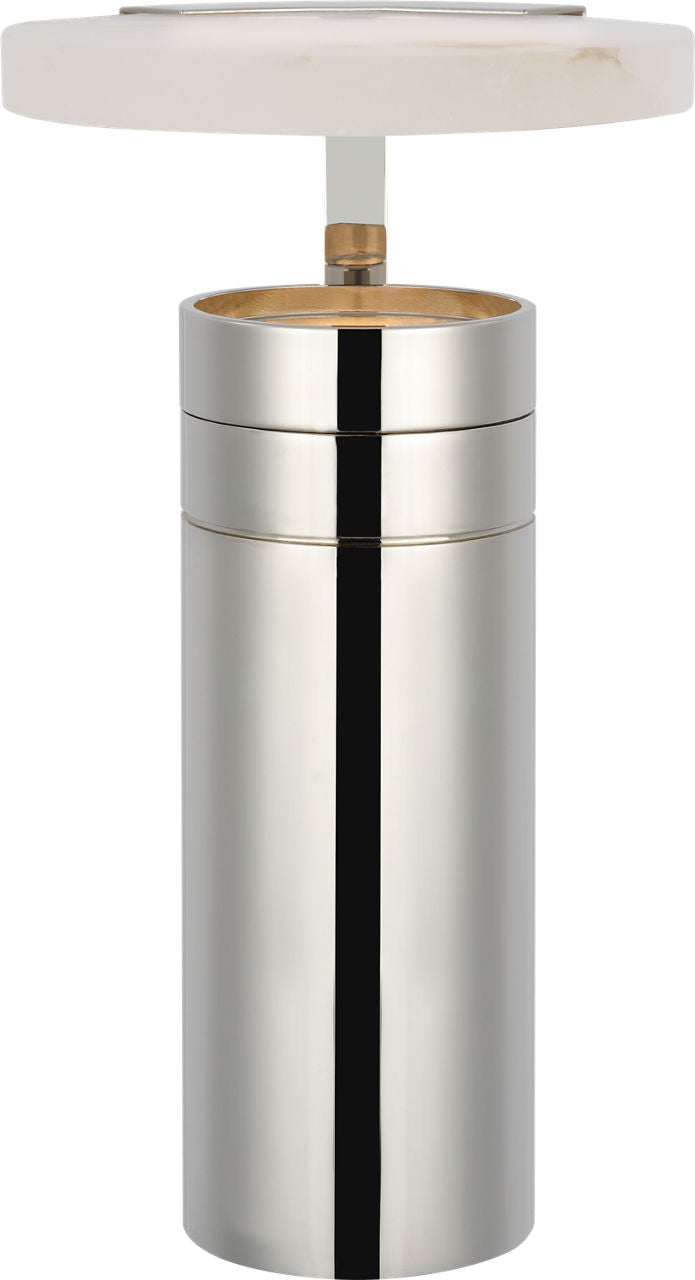 Melange 9" Rechargeable Floating Disc Accent Lamp | Polished Nickel | Alabaster