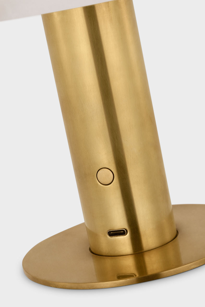 Melange 8" Rechargeable Accent Lamp | Antique-Burnished Brass | Alabaster Shade