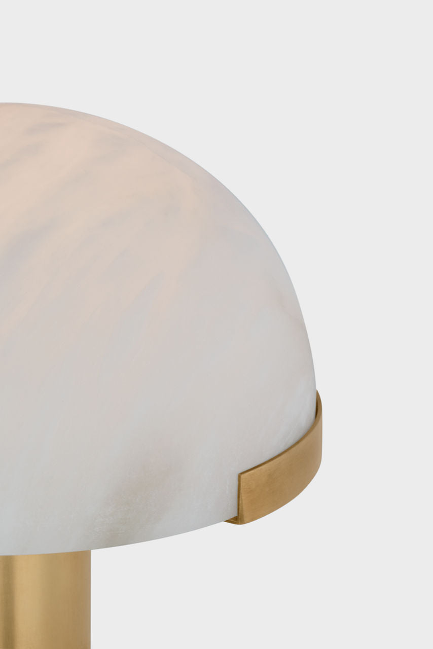 Melange 8" Rechargeable Accent Lamp | Antique-Burnished Brass | Alabaster Shade