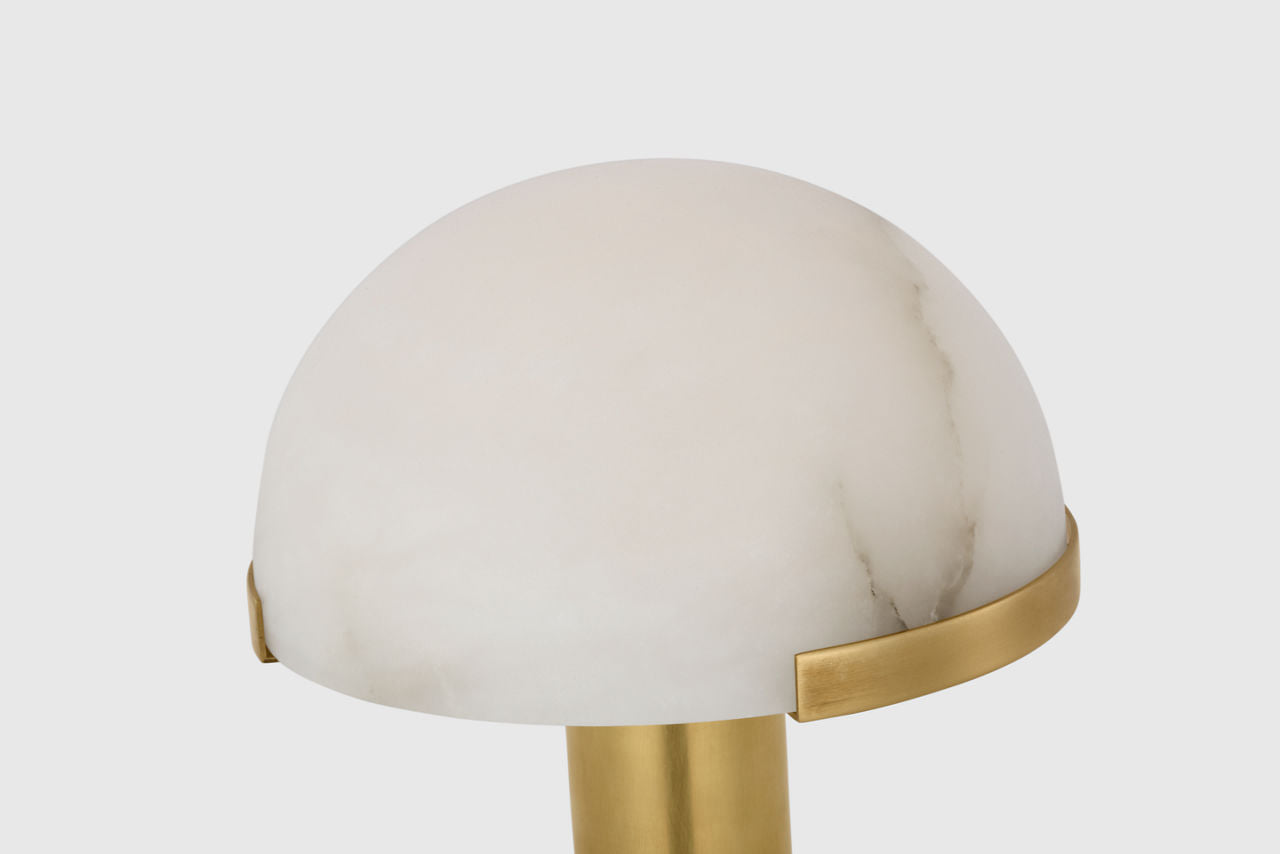 Melange 8" Rechargeable Accent Lamp | Antique-Burnished Brass | Alabaster Shade