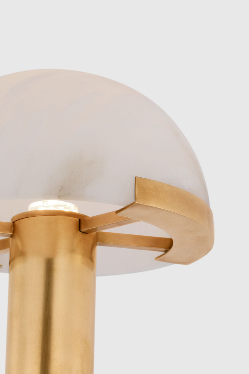 Melange 8" Rechargeable Accent Lamp | Antique-Burnished Brass | Alabaster Shade