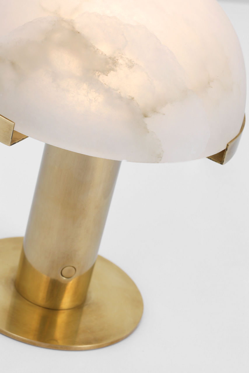 Melange 8" Rechargeable Accent Lamp | Antique-Burnished Brass | Alabaster Shade