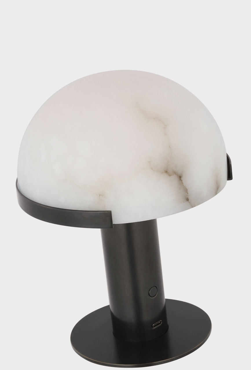 Melange 8" Rechargeable Accent Lamp | Bronze | Alabaster Shade