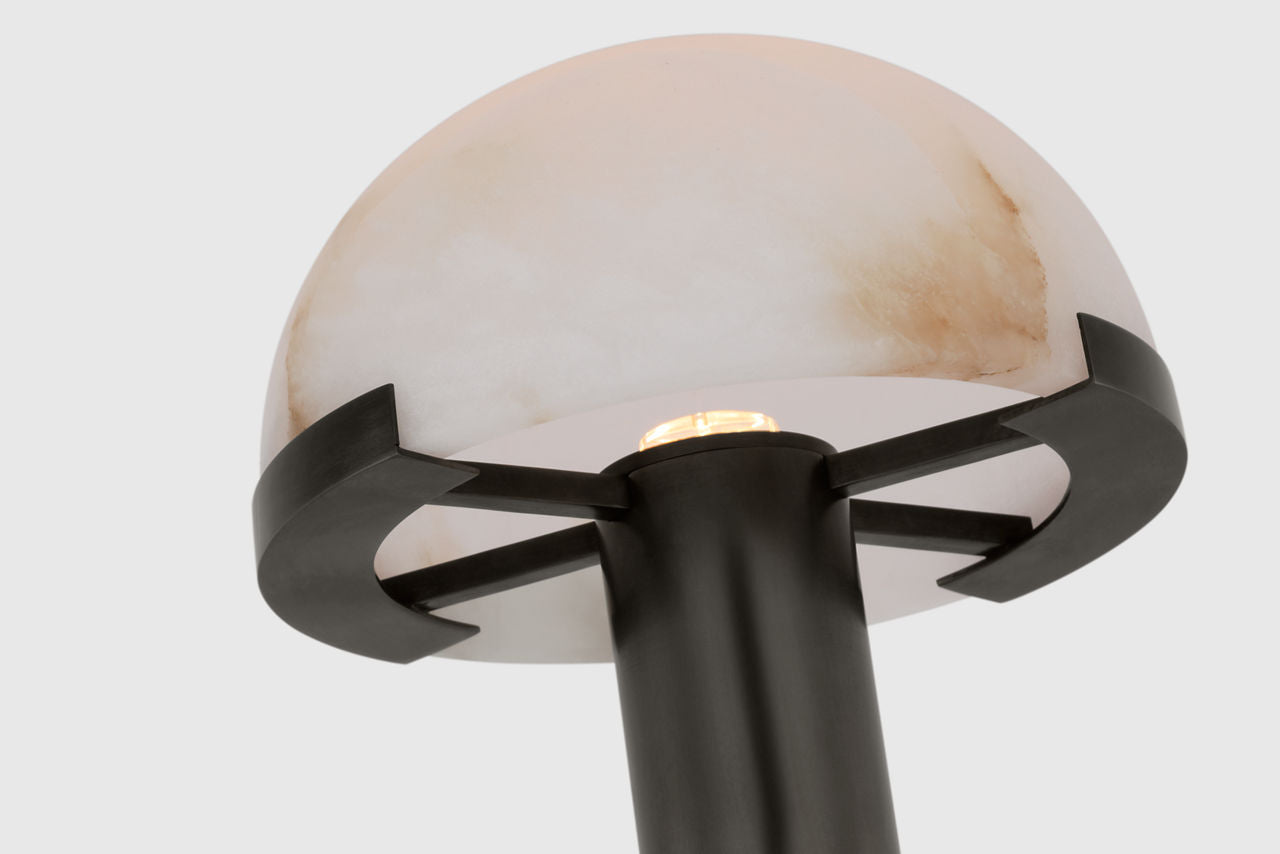 Melange 8" Rechargeable Accent Lamp | Bronze | Alabaster Shade