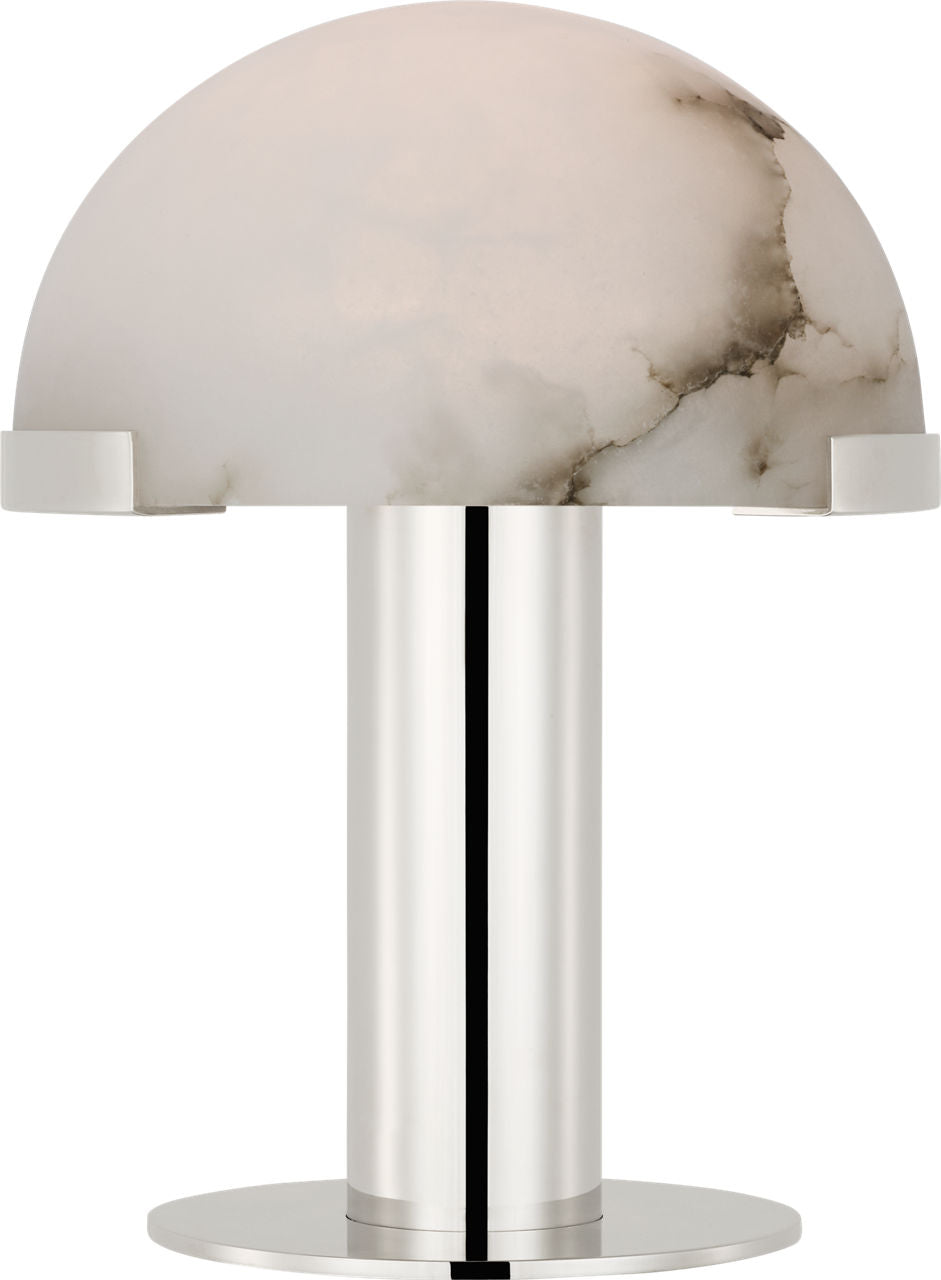 Melange 8" Rechargeable Accent Lamp | Polished Nickel | Alabaster Shade