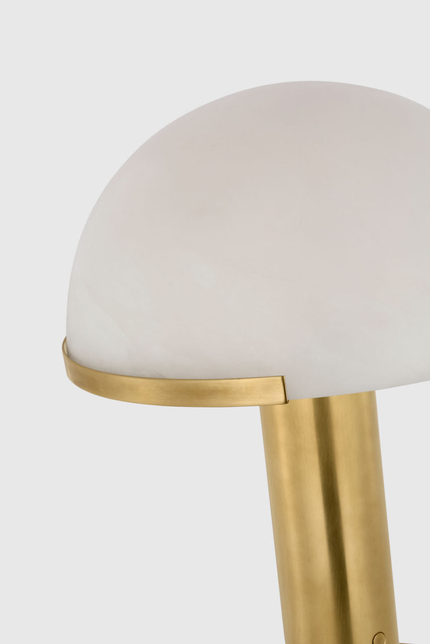 Melange 12" Rechargeable Table Lamp | Antique-Burnished Brass | Alabaster Shade