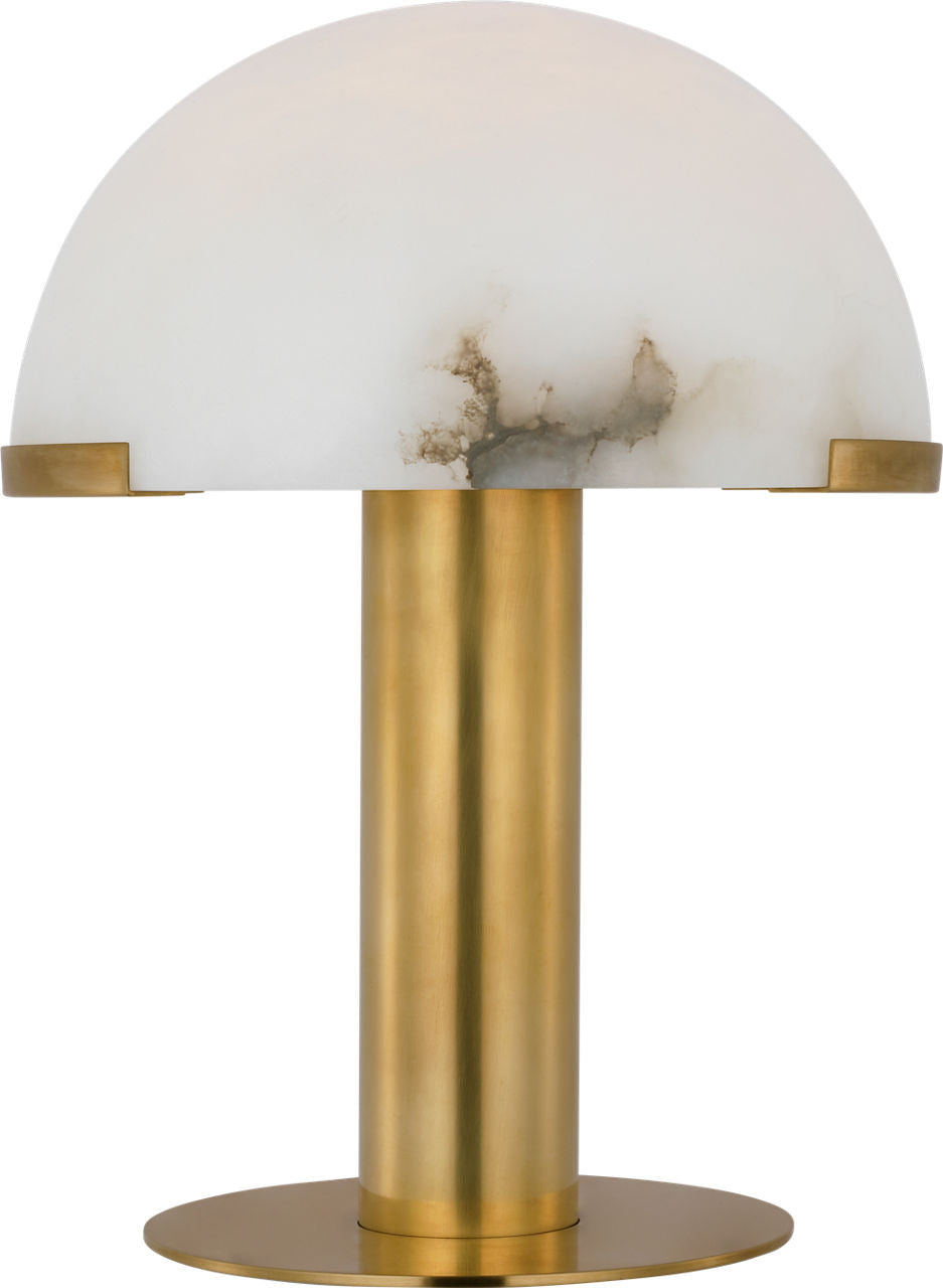 Melange 12" Rechargeable Table Lamp | Antique-Burnished Brass | Alabaster Shade