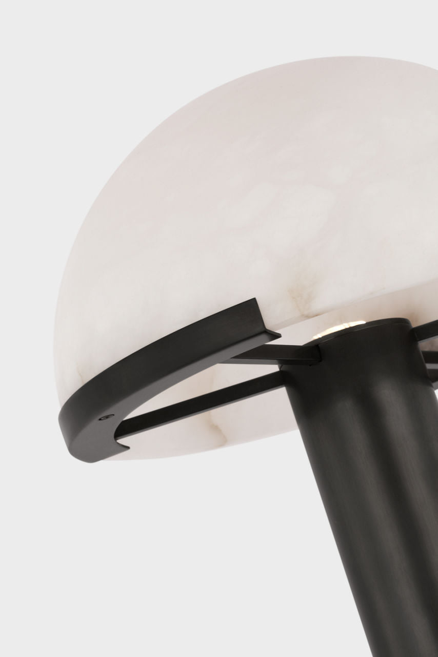 Melange 12" Rechargeable Table Lamp | Bronze | Alabaster Shade