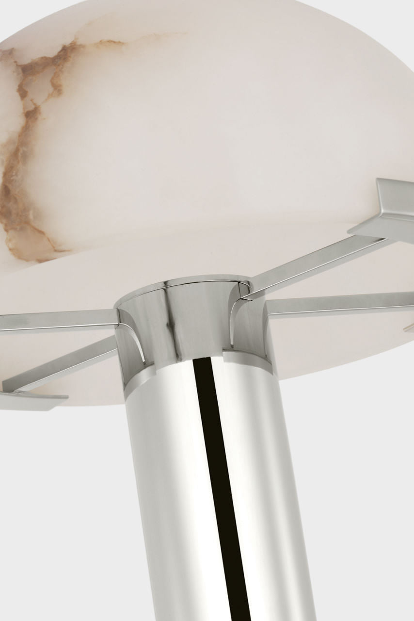 Melange 12" Rechargeable Table Lamp | Polished Nickel | Alabaster Shade