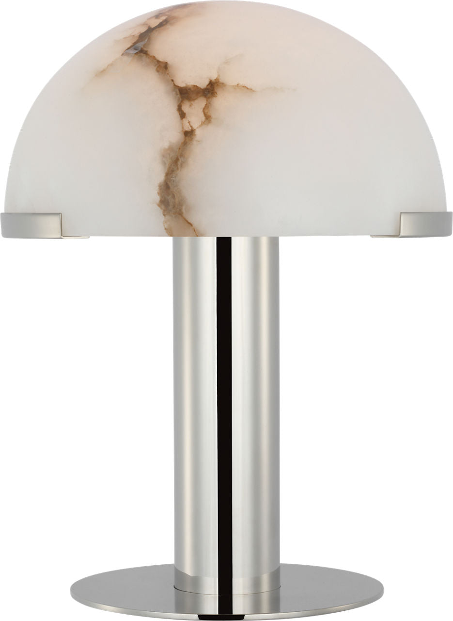 Melange 12" Rechargeable Table Lamp | Polished Nickel | Alabaster Shade
