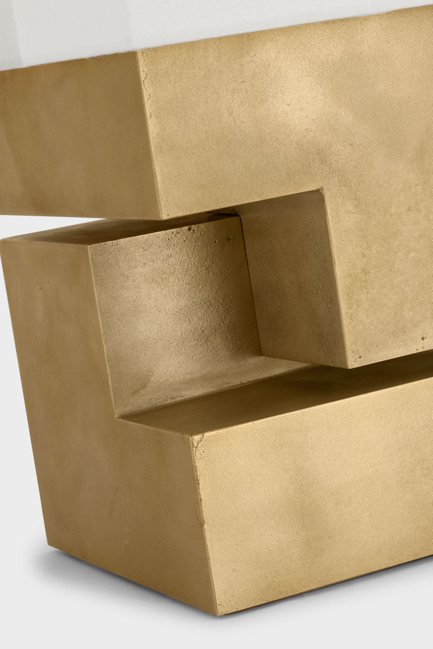 Nucleo 18" Table Lamp | Museum Brass | Linen Shade