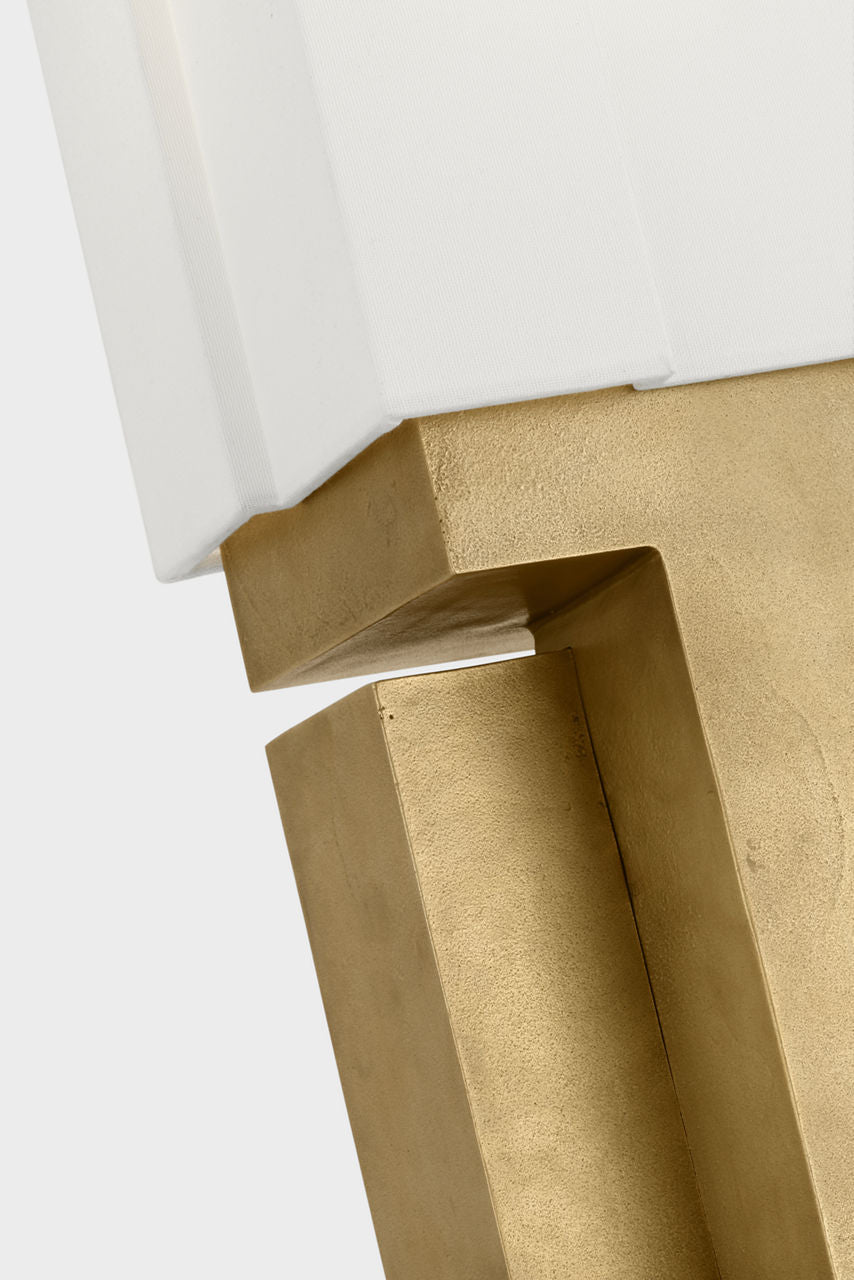 Nucleo 27" Table Lamp | Museum Brass | Linen Shade