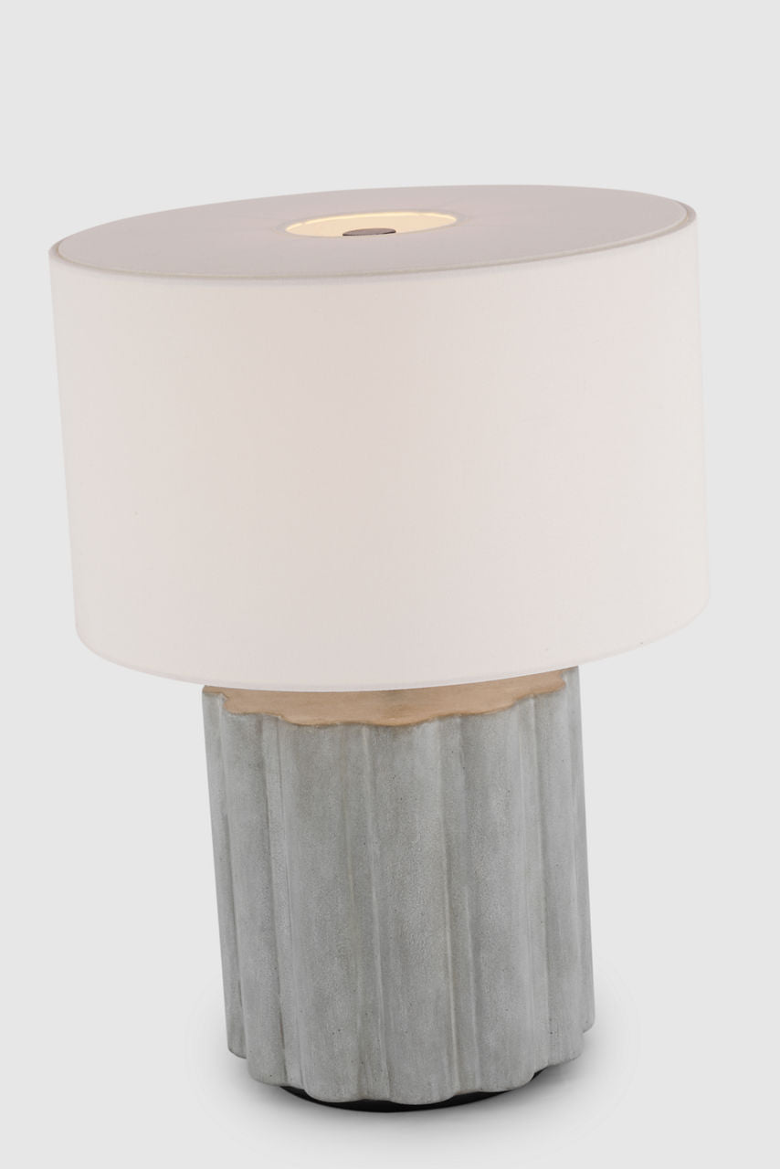 Scioto Medium Table Lamp | Oyster Stained Concrete | Linen Shade