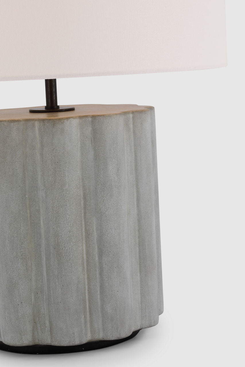 Scioto Medium Table Lamp | Oyster Stained Concrete | Linen Shade
