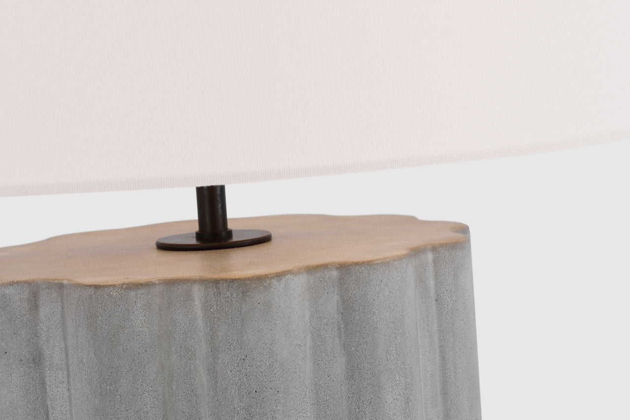 Scioto Medium Table Lamp | Oyster Stained Concrete | Linen Shade