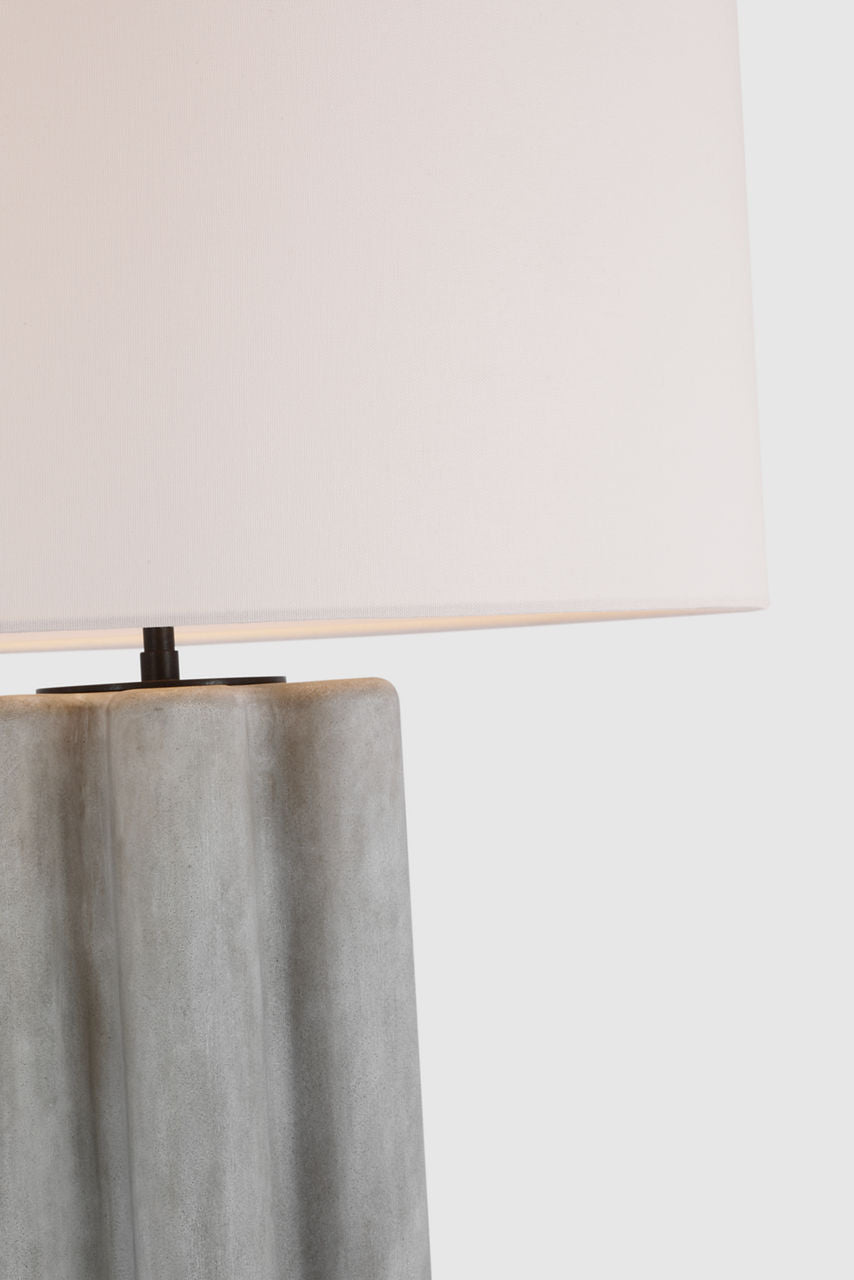 Vellig Medium Table Lamp | Oyster Stained Concrete | Linen Shade