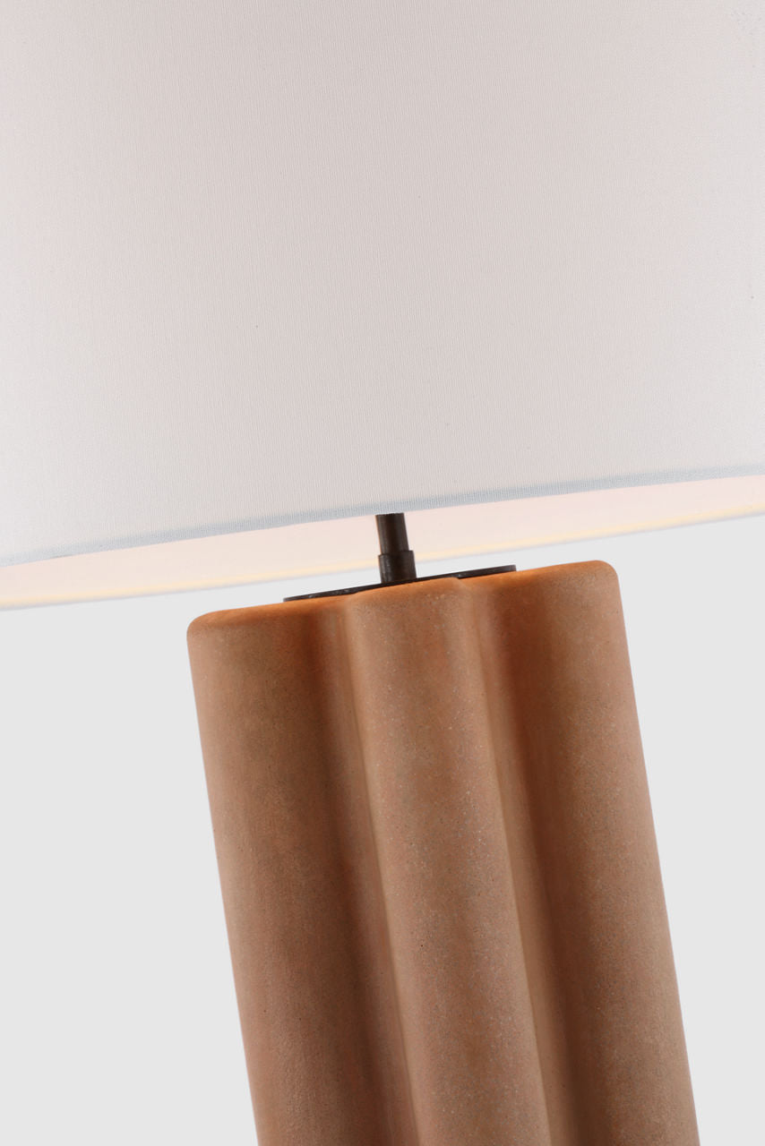 Vellig Medium Table Lamp | Terracotta Stained Concrete | Linen Shade