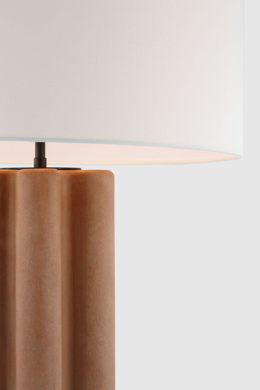 Vellig Medium Table Lamp | Terracotta Stained Concrete | Linen Shade