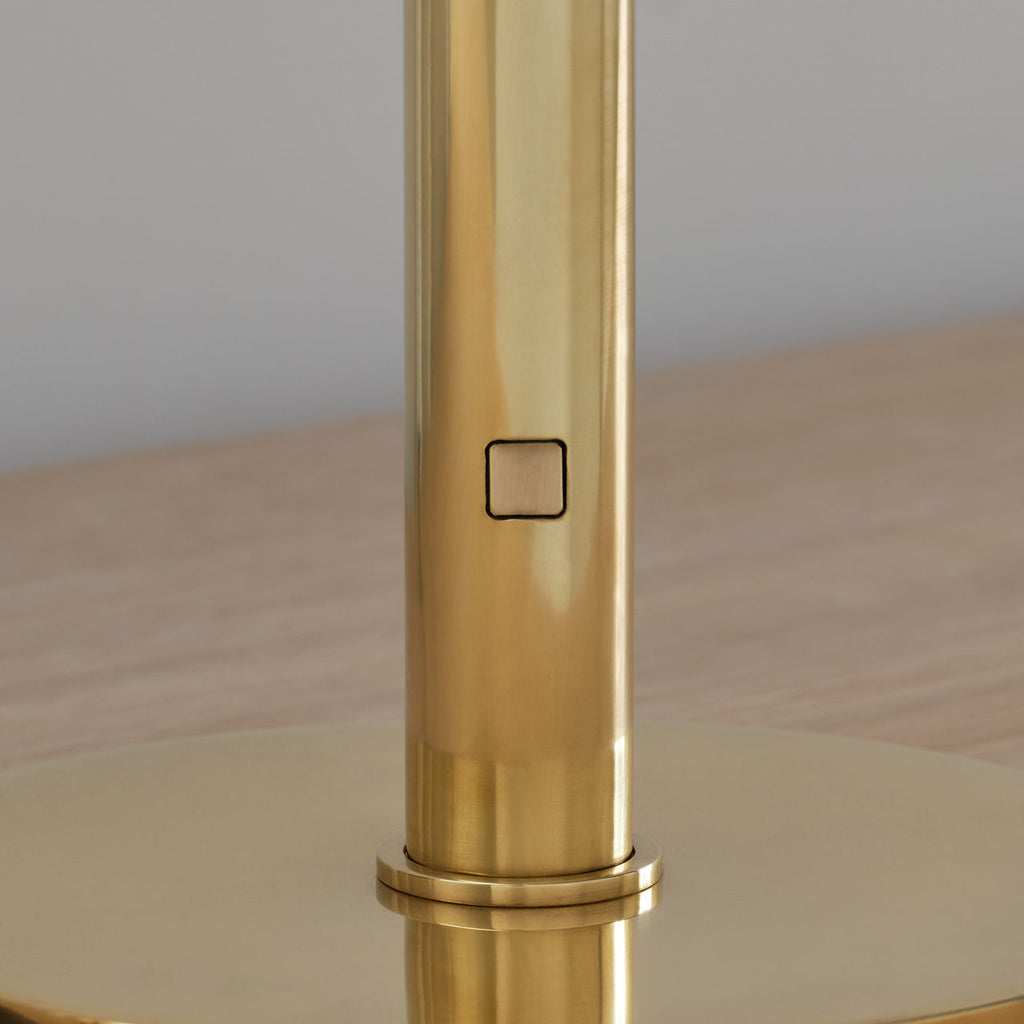 Rousseau 20" Table Lamp | Antique-Burnished Brass | Etched Crystal