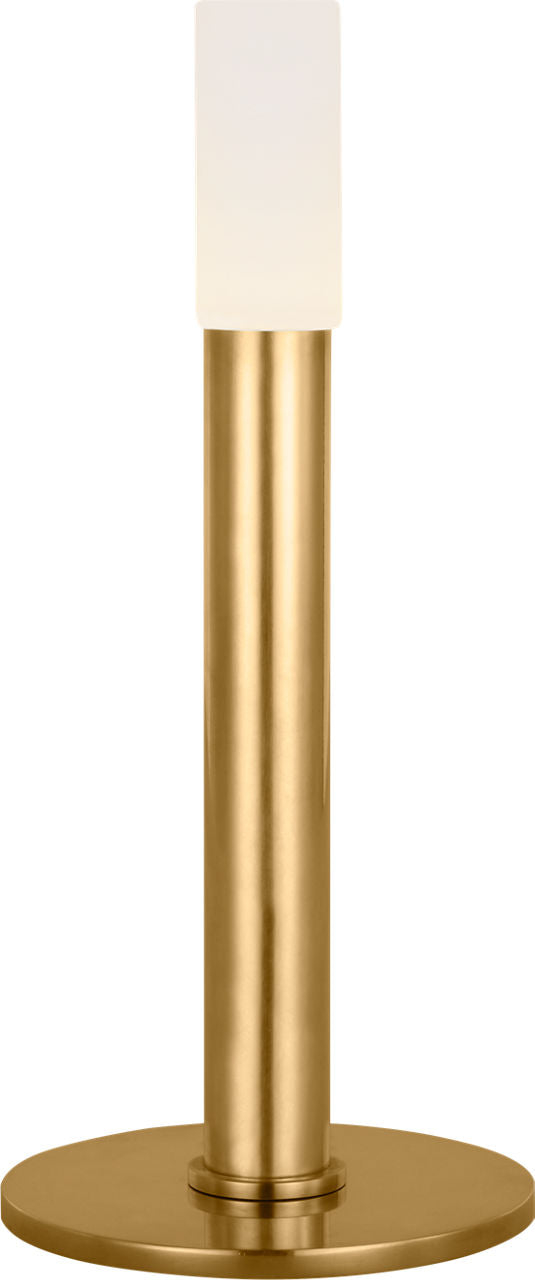 Rousseau 10" Rechargeable Accent Lamp | Antique-Burnished Brass | Etched Crystal