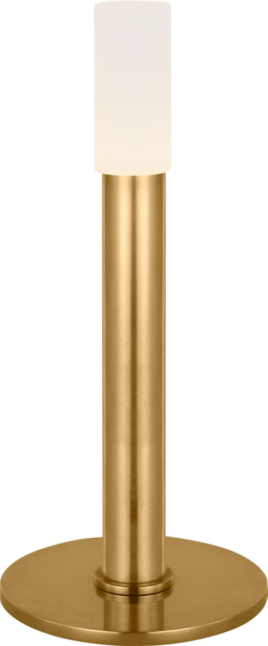 Rousseau 10" Rechargeable Accent Lamp | Antique-Burnished Brass | Etched Crystal