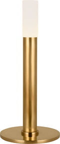 Rousseau 10" Rechargeable Accent Lamp | Antique-Burnished Brass | Etched Crystal
