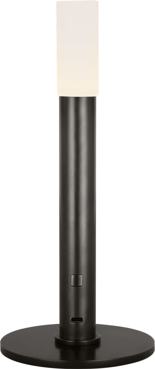 Rousseau 10" Rechargeable Accent Lamp | Bronze | Etched Crystal