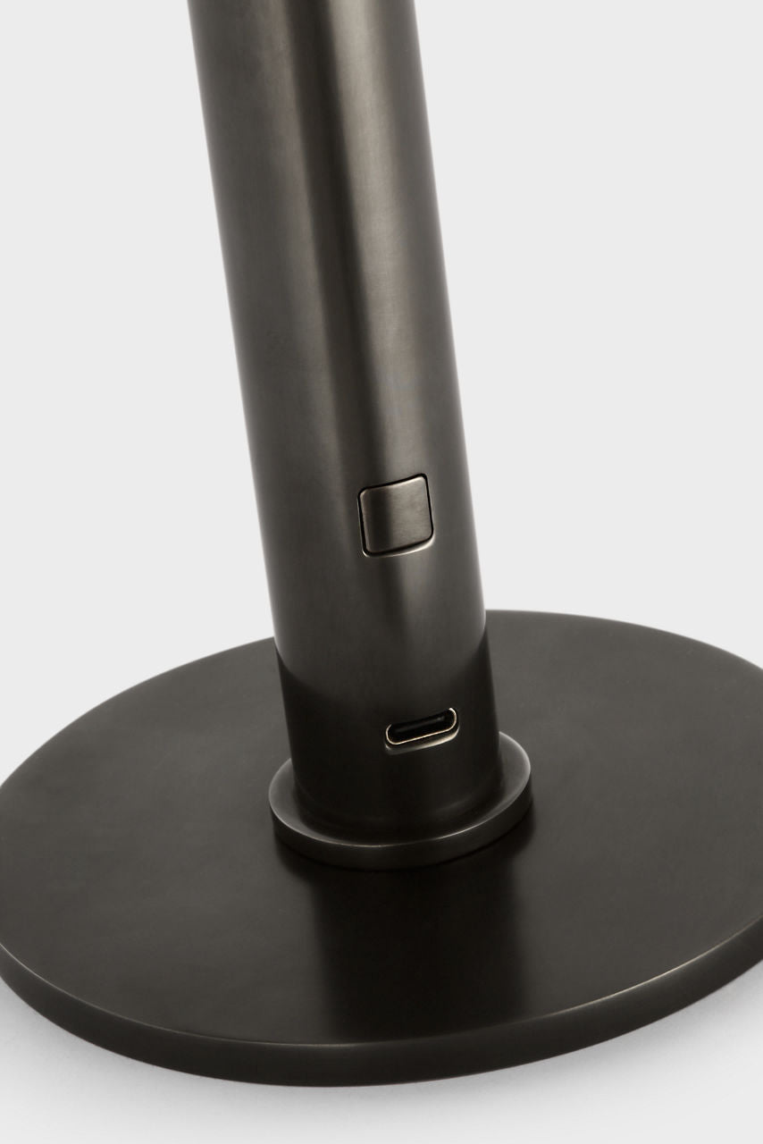 Rousseau 10" Rechargeable Accent Lamp | Bronze | Etched Crystal