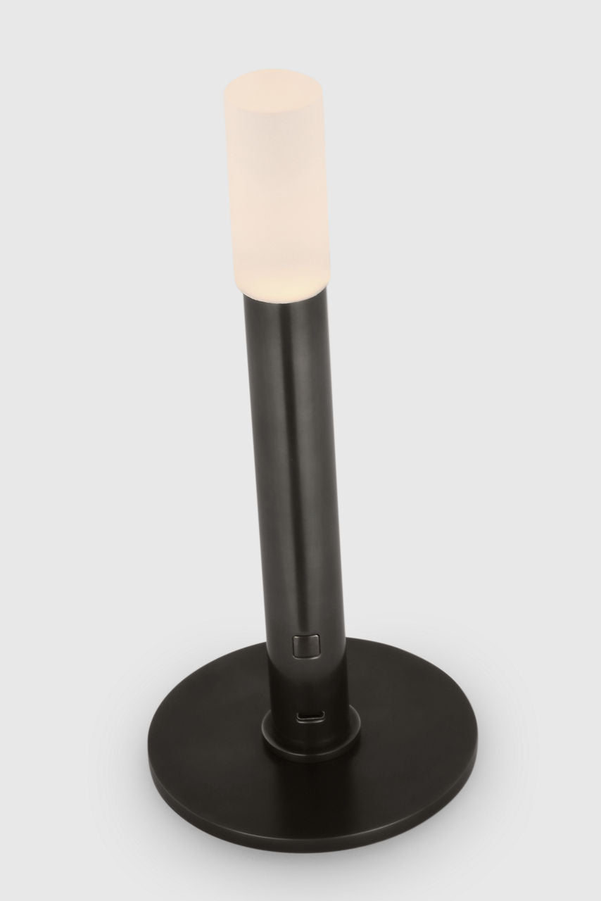 Rousseau 10" Rechargeable Accent Lamp | Bronze | Etched Crystal