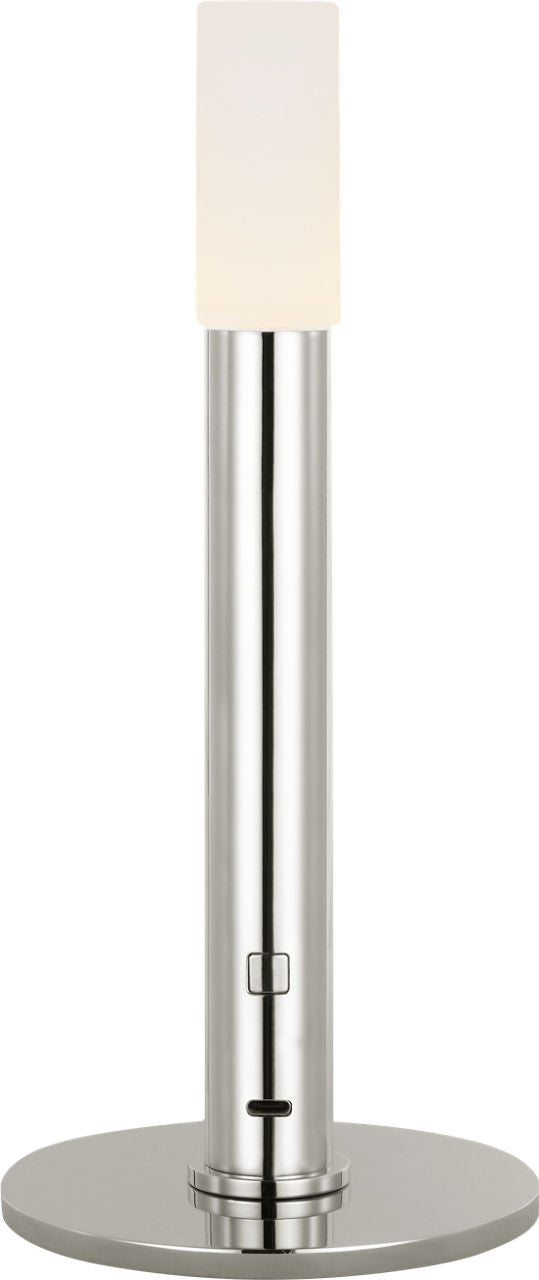 Rousseau 10" Rechargeable Accent Lamp | Polished Nickel | Etched Crystal