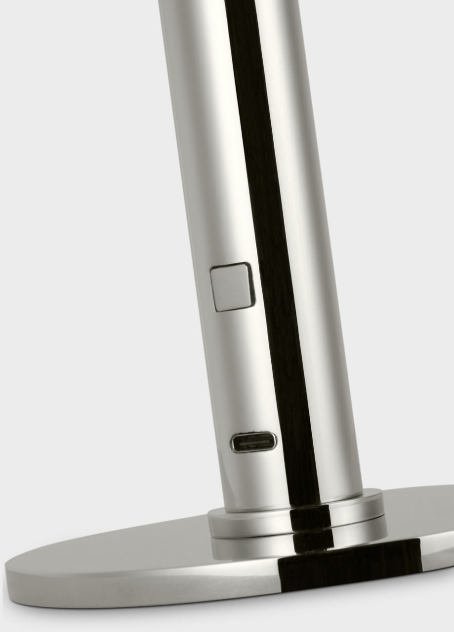 Rousseau 10" Rechargeable Accent Lamp | Polished Nickel | Etched Crystal