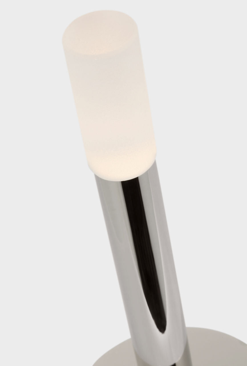 Rousseau 10" Rechargeable Accent Lamp | Polished Nickel | Etched Crystal