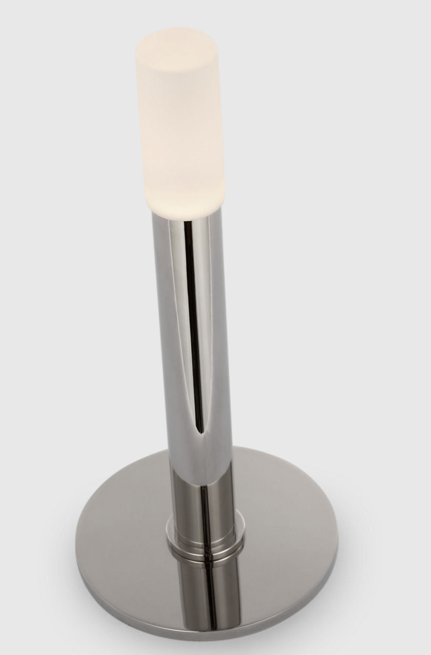 Rousseau 10" Rechargeable Accent Lamp | Polished Nickel | Etched Crystal