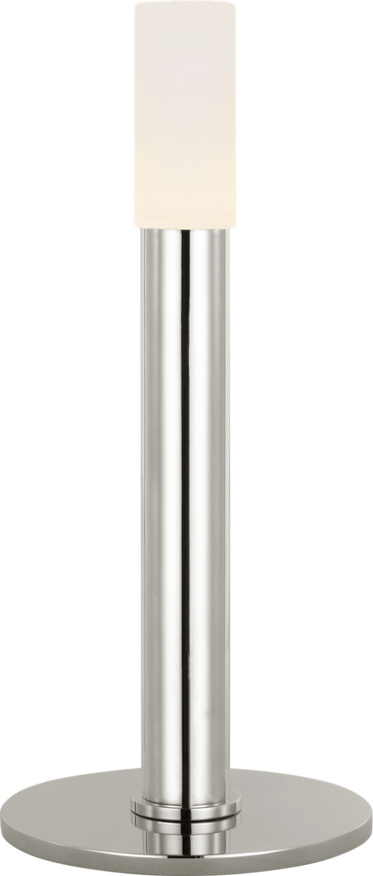 Rousseau 10" Rechargeable Accent Lamp | Polished Nickel | Etched Crystal
