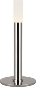 Rousseau 10" Rechargeable Accent Lamp | Polished Nickel | Etched Crystal
