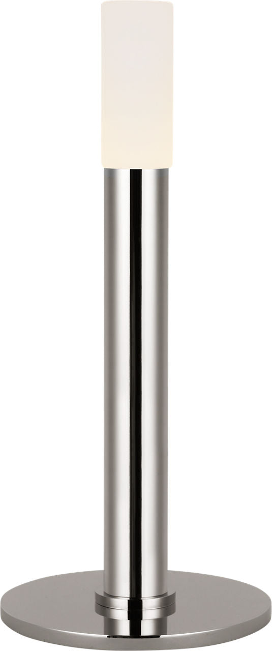 Rousseau 10" Rechargeable Accent Lamp | Polished Nickel | Etched Crystal