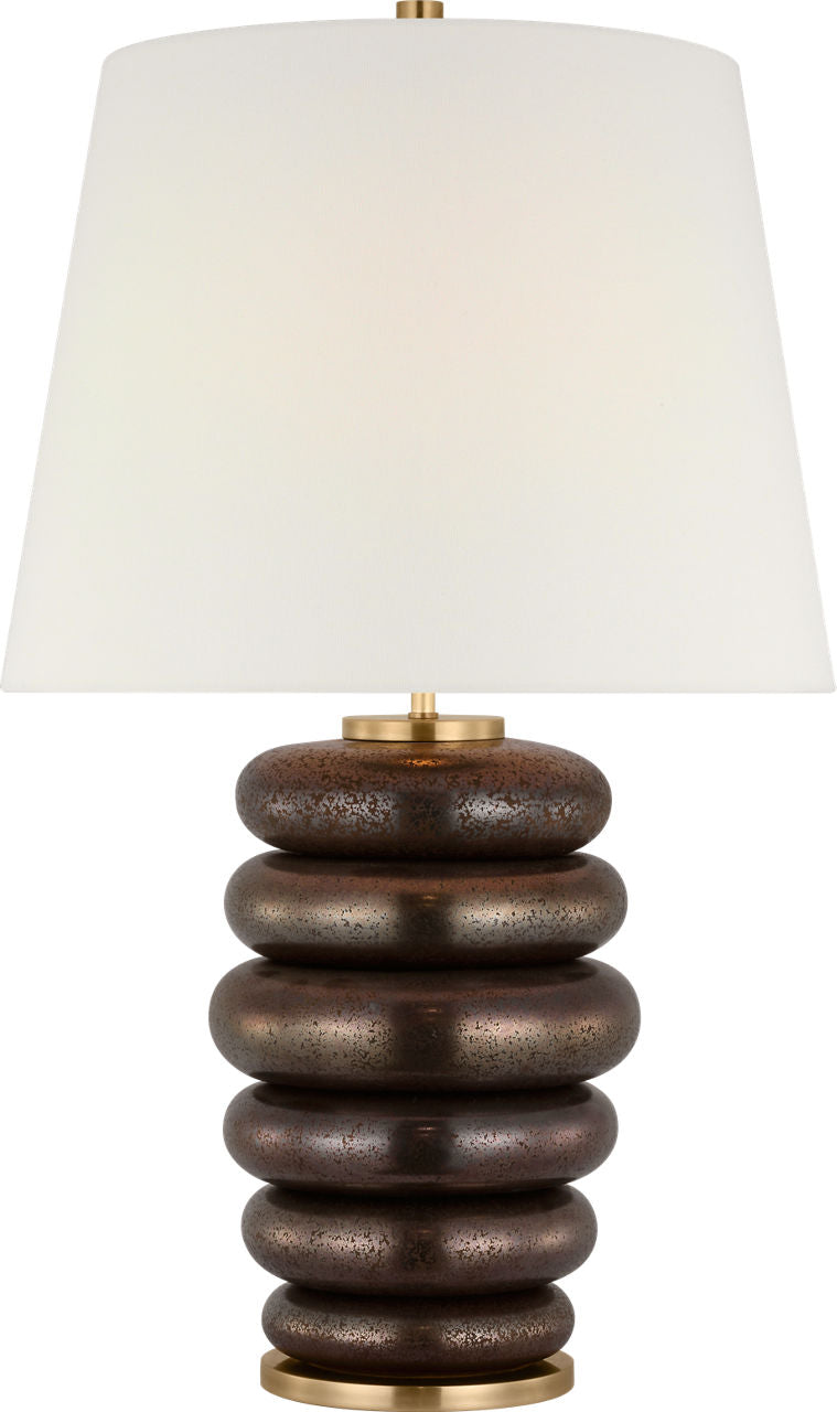 Phoebe Stacked Table Lamp | Crystal Bronze | Linen Shade