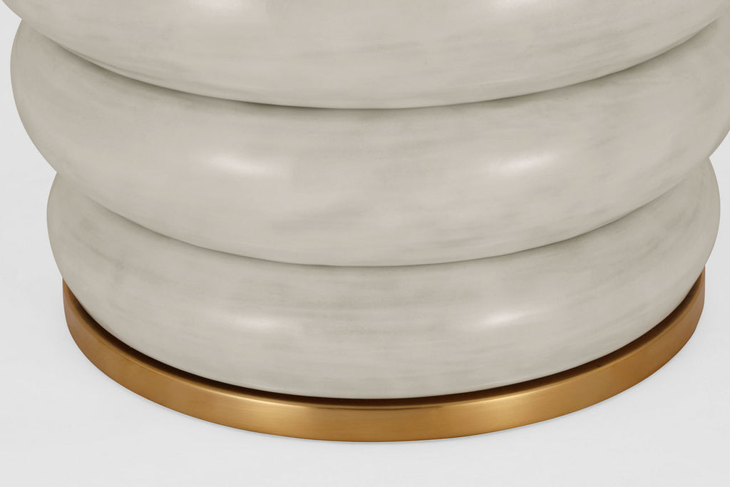 Phoebe Extra Large Stacked Table Lamp | Antiqued White | Linen Shade